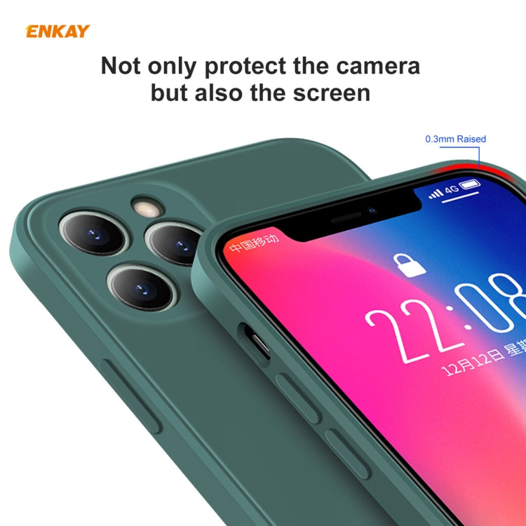 For iPhone 11 Pro Max Hat-Prince ENKAY ENK-PC0662 Liquid Silicone Straight Edge Shockproof Protective Case + 0.26mm 9H 2.5D Full Glue Full Coverage Tempered Glass Protector Film, For iPhone 11 Pro Max