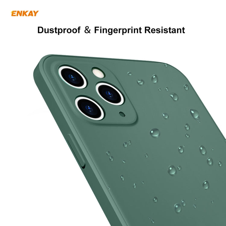 For iPhone 11 Pro Max Hat-Prince ENKAY ENK-PC0662 Liquid Silicone Straight Edge Shockproof Protective Case + 0.26mm 9H 2.5D Full Glue Full Coverage Tempered Glass Protector Film, For iPhone 11 Pro Max