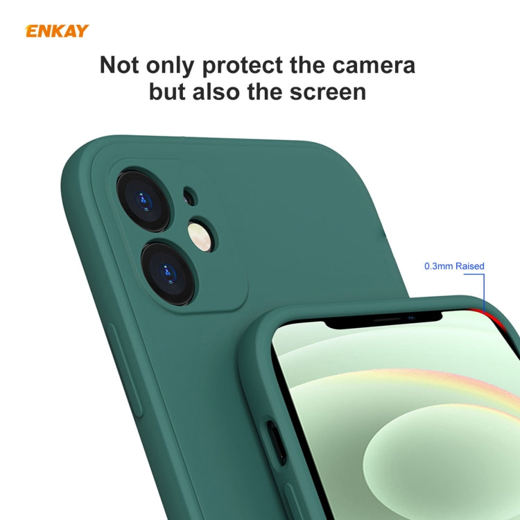 For iPhone 12 mini Hat-Prince ENKAY ENK-PC0672 Liquid Silicone Straight Edge Shockproof Case + 0.26mm 9H 2.5D Full Glue Tempered Glass Film, For iPhone 12 mini