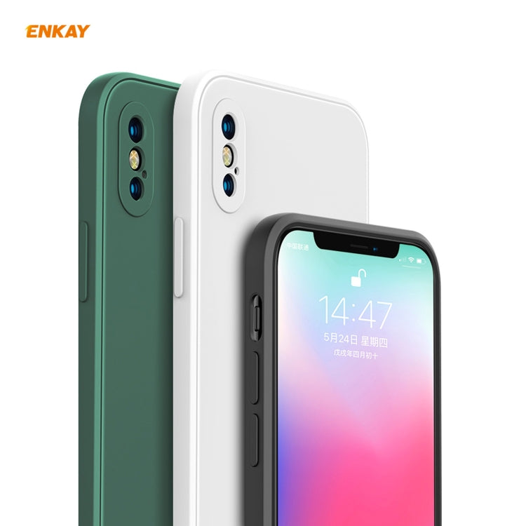 ENKAY ENK-PC0722 Hat-Prince Liquid Silicone Straight Edge Shockproof Protective Case + 0.26mm 9H 2.5D Full Glue Full Screen Tempered Glass Film For iPhone XS Max, For iPhone XS Max