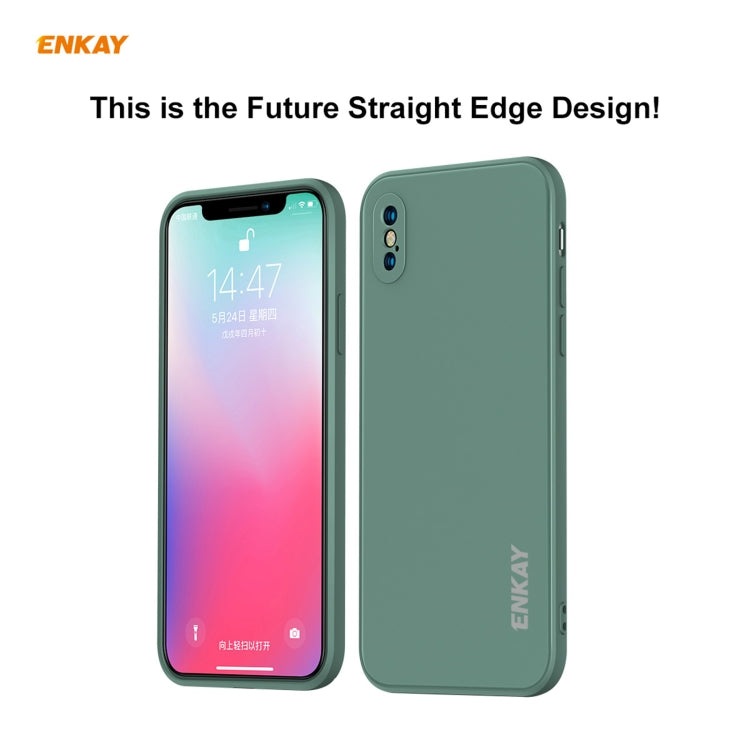 ENKAY ENK-PC0722 Hat-Prince Liquid Silicone Straight Edge Shockproof Protective Case + 0.26mm 9H 2.5D Full Glue Full Screen Tempered Glass Film For iPhone XS Max, For iPhone XS Max
