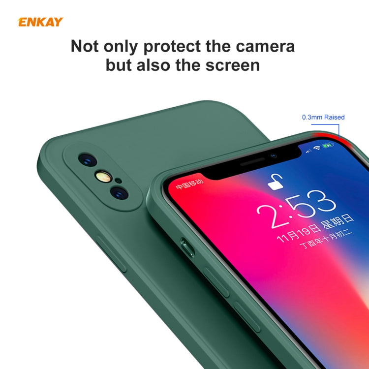 ENKAY ENK-PC0722 Hat-Prince Liquid Silicone Straight Edge Shockproof Protective Case + 0.26mm 9H 2.5D Full Glue Full Screen Tempered Glass Film For iPhone XS Max, For iPhone XS Max