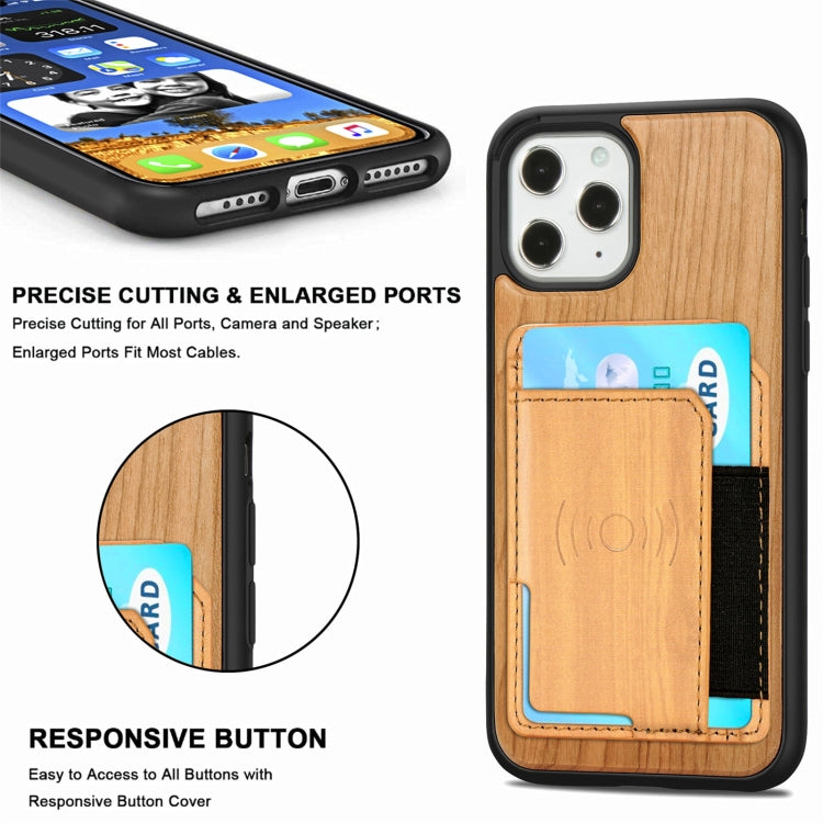 Wood Grain PU+TPU Protective Case with Card Slot