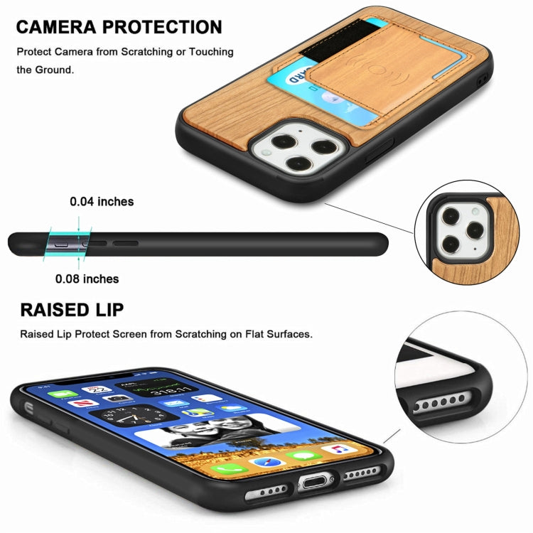 Wood Grain PU+TPU Protective Case with Card Slot