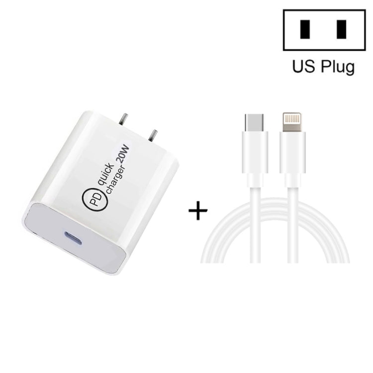SDC-20W 2 in 1 PD 20W USB-C / Type-C Travel Charger + 3A PD3.0 USB-C / Type-C to 8 Pin Fast Charge Data Cable Set, Cable Length: 2m,, EU Plug, US Plug, UK Plug