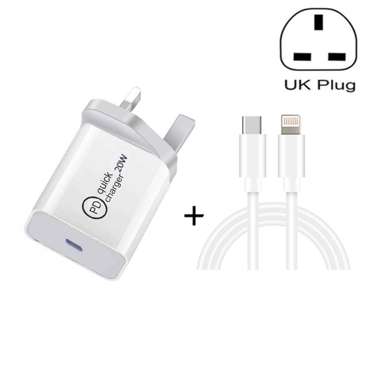 SDC-20W 2 in 1 PD 20W USB-C / Type-C Travel Charger + 3A PD3.0 USB-C / Type-C to 8 Pin Fast Charge Data Cable Set, Cable Length: 2m,, EU Plug, US Plug, UK Plug
