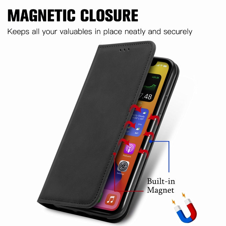 Retro Skin Feel Business Magnetic Horizontal Flip Leather Case with Holder & Card Slots & Wallet & Photo Frame