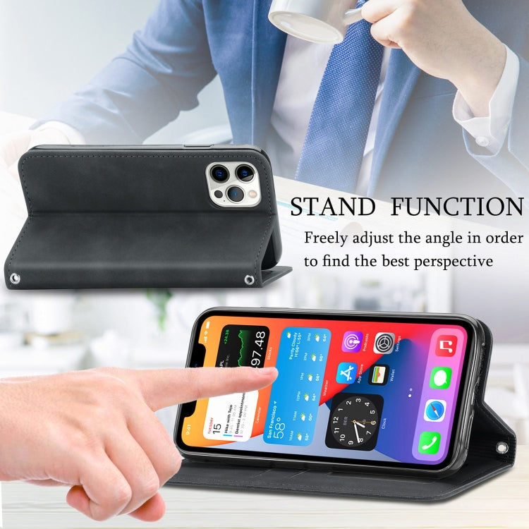 Retro Skin Feel Business Magnetic Horizontal Flip Leather Case with Holder & Card Slots & Wallet & Photo Frame