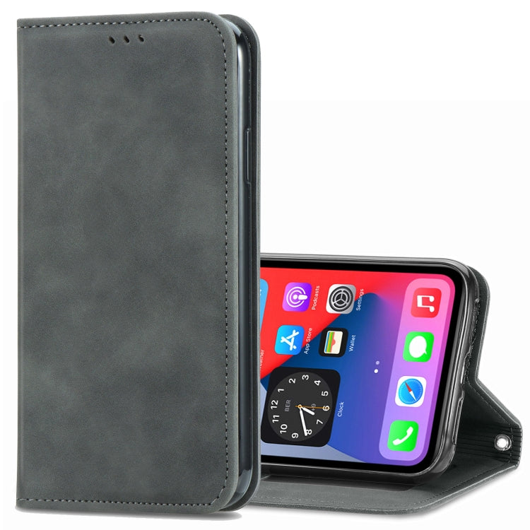 Retro Skin Feel Business Magnetic Horizontal Flip Leather Case with Holder & Card Slots & Wallet & Photo Frame