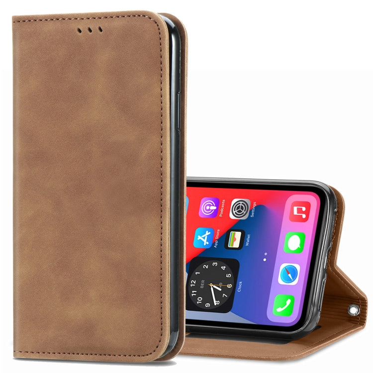 Retro Skin Feel Business Magnetic Horizontal Flip Leather Case with Holder & Card Slots & Wallet & Photo Frame