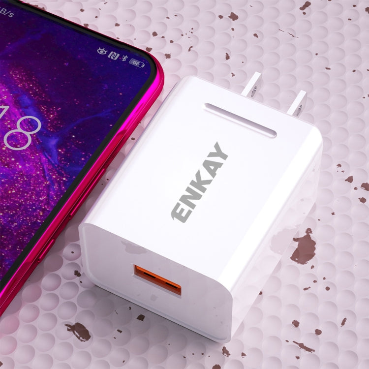 ENKAY Hat-Prince U015 18W USB QC3.0 Fast Charging Travel Charger Power Adapter, US Plug