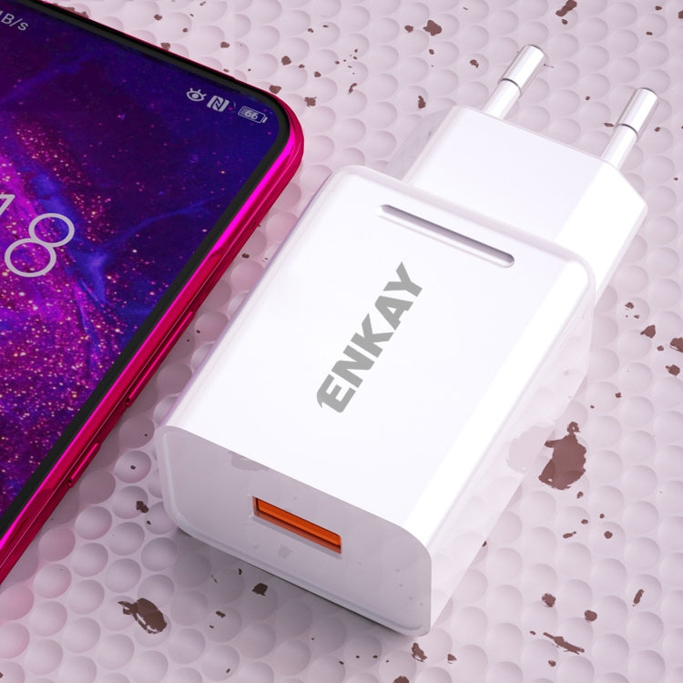 ENKAY Hat-Prince T006-1 18W USB QC 3.0 Fast Charging Travel Charger Power Adapter, EU Plug
