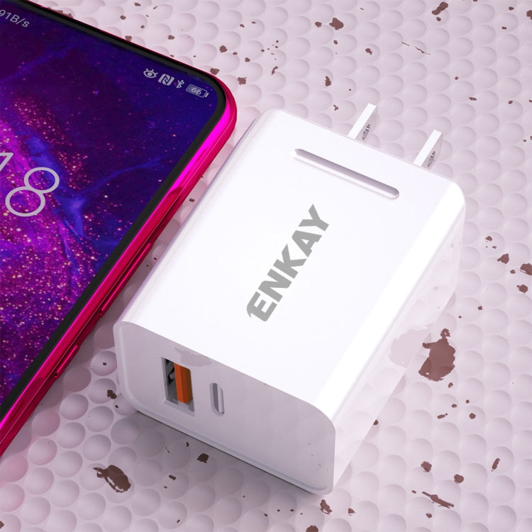 ENKAY Hat-Prince U033 18W 3A PD+QC 3.0 Fast Charging Travel Charger Power Adapter, US Plug