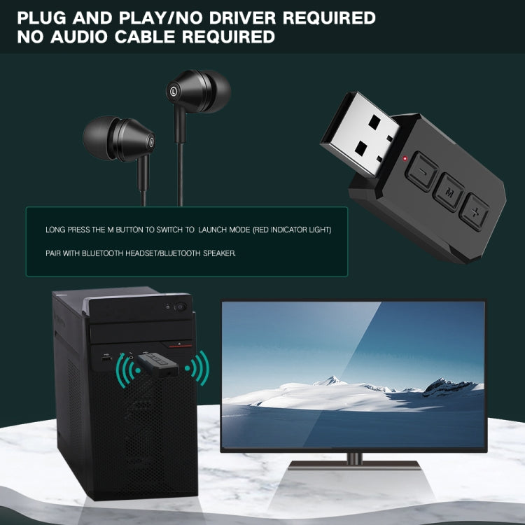 Adaptateur audio Bluetooth USB RT02, récepteur Bluetooth 5.0 mains libres 2 en 1 pour voiture