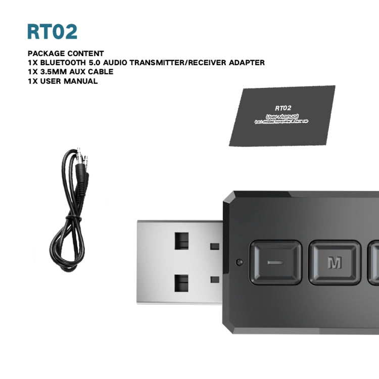 Adaptateur audio Bluetooth USB RT02, récepteur Bluetooth 5.0 mains libres 2 en 1 pour voiture