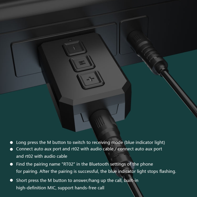 Adaptateur audio Bluetooth USB RT02, récepteur Bluetooth 5.0 mains libres 2 en 1 pour voiture