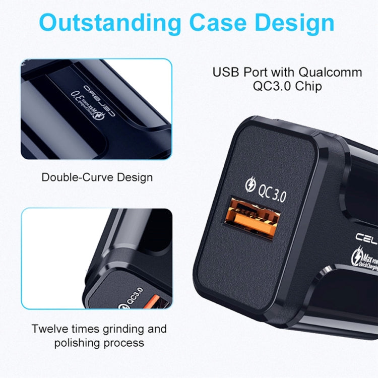 Chargeur de voyage portable USB 3.0 QC 18 W LZ-023 + câble de données USB 3 A vers 8 broches, prise UE, câble de données 8 broches, prise UE