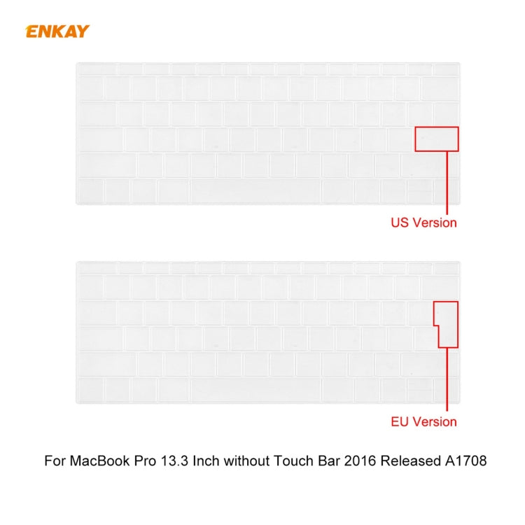 Housse de protection 3 en 1 pour ordinateur portable ENKAY, film de clavier en TPU version US et bouchons anti-poussière pour MacBook Pro 13,3 pouces A1708 (sans Touch Bar), pour MacBook Pro 13,3 pouces A1708 (sans Touch Bar)
