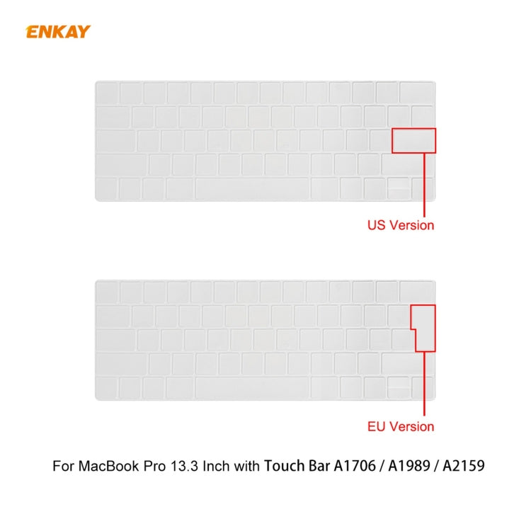 ENKAY 3 in 1 Matte Laptop Protective Case + EU Version TPU Keyboard Film + Anti-dust Plugs Set for MacBook Pro 13.3 inch A1706 / A1989 / A2159 (with Touch Bar), For MacBook Pro 13.3 inch A1706 (with Touch Bar)