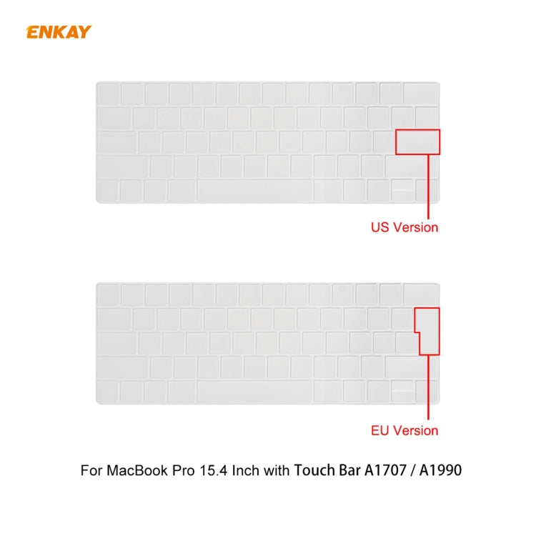 ENKAY 3 in 1 Matte Laptop Protective Case + US Version TPU Keyboard Film + Anti-dust Plugs Set for MacBook Pro 15.4 inch A1707 & A1990 (with Touch Bar), For MacBook Pro 15.4 inch A1707 (with Touch Bar)