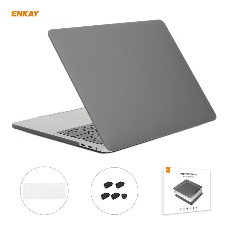 ENKAY 3 in 1 Matte Laptop Protective Case + EU Version TPU Keyboard Film + Anti-dust Plugs Set for MacBook Pro 15.4 inch A1707 & A1990 (with Touch Bar)