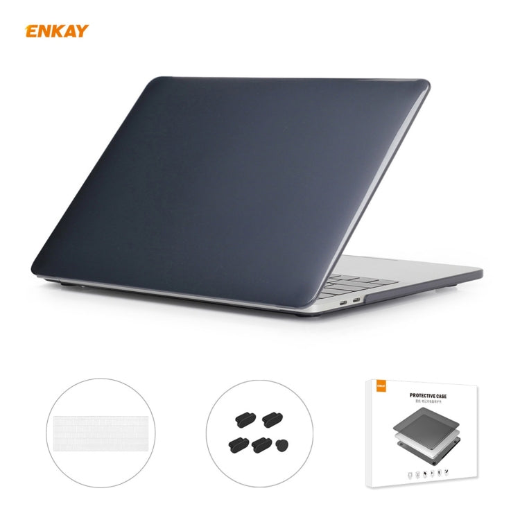 Housse de protection 3 en 1 pour ordinateur portable ENKAY, avec film de clavier en TPU version US et bouchons anti-poussière, pour MacBook Pro 15,4 pouces A1707 et A1990 (avec Touch Bar), pour MacBook Pro 15,4 pouces A1707 (avec Touch Bar)