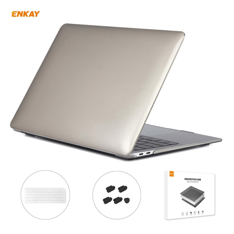 Housse de protection 3 en 1 pour ordinateur portable ENKAY, avec film de clavier en TPU version US et bouchons anti-poussière, pour MacBook Air 13,3 pouces A1932 (2018).