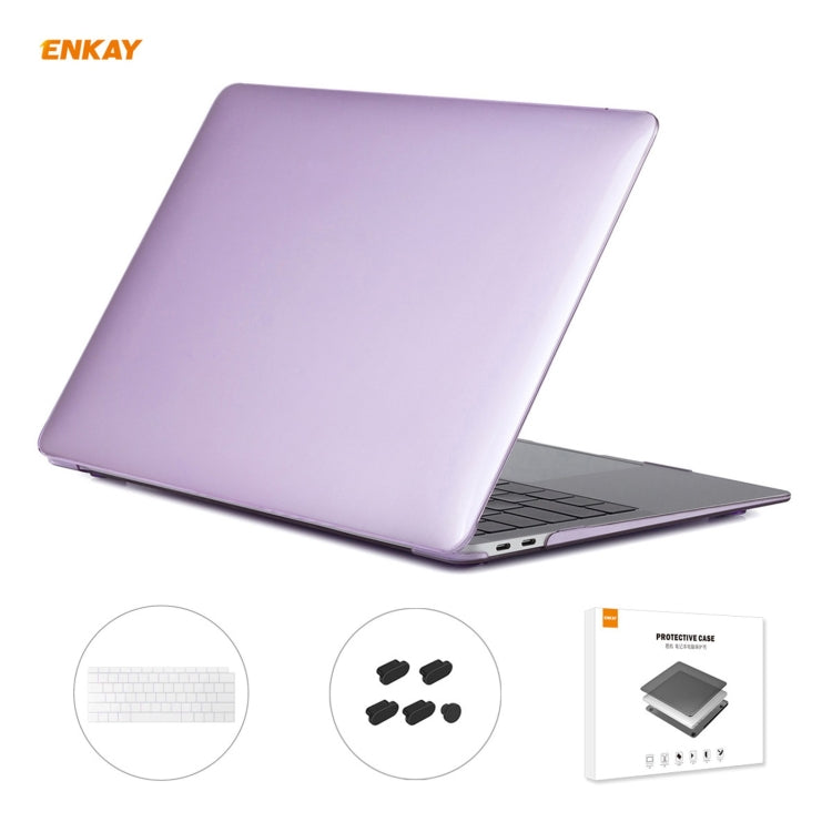 Housse de protection 3 en 1 pour ordinateur portable ENKAY, avec film de clavier en TPU version US et bouchons anti-poussière, pour MacBook Air 13,3 pouces A1932 (2018).