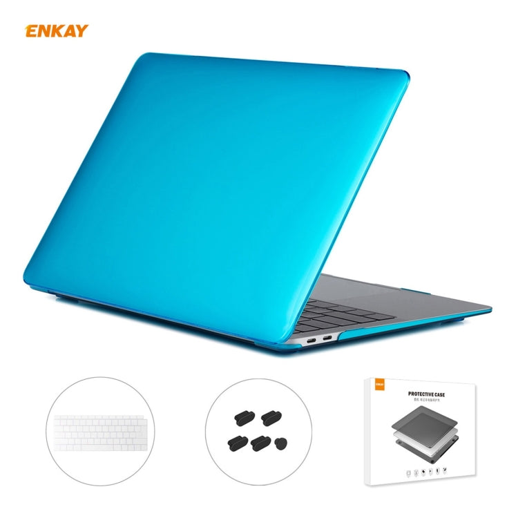 Housse de protection 3 en 1 pour ordinateur portable ENKAY, avec film de clavier en TPU version européenne et bouchons anti-poussière, pour MacBook Air 13,3 pouces A1932 (2018).