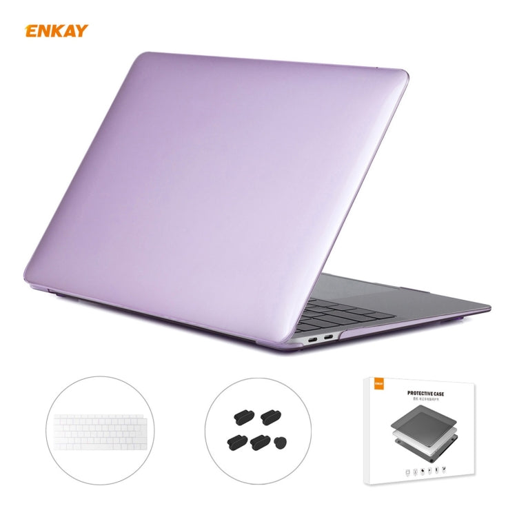 Housse de protection 3 en 1 pour ordinateur portable ENKAY, avec film de clavier en TPU version européenne et bouchons anti-poussière, pour MacBook Air 13,3 pouces A1932 (2018).