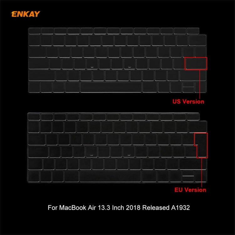 Housse de protection 3 en 1 pour ordinateur portable ENKAY, avec film de clavier en TPU version européenne et bouchons anti-poussière, pour MacBook Air 13,3 pouces A1932 (2018).