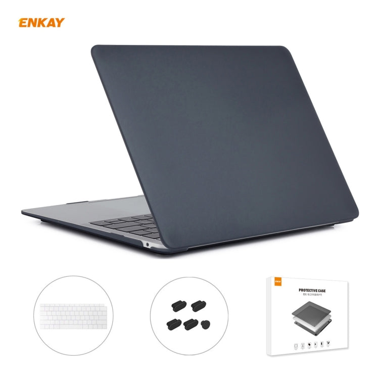 Housse de protection mate 3 en 1 ENKAY pour ordinateur portable, film de clavier en TPU version US et bouchons anti-poussière pour MacBook Air 13,3 pouces A1932 (2018), pour MacBook Air 13,3 pouces A1932 (2018)