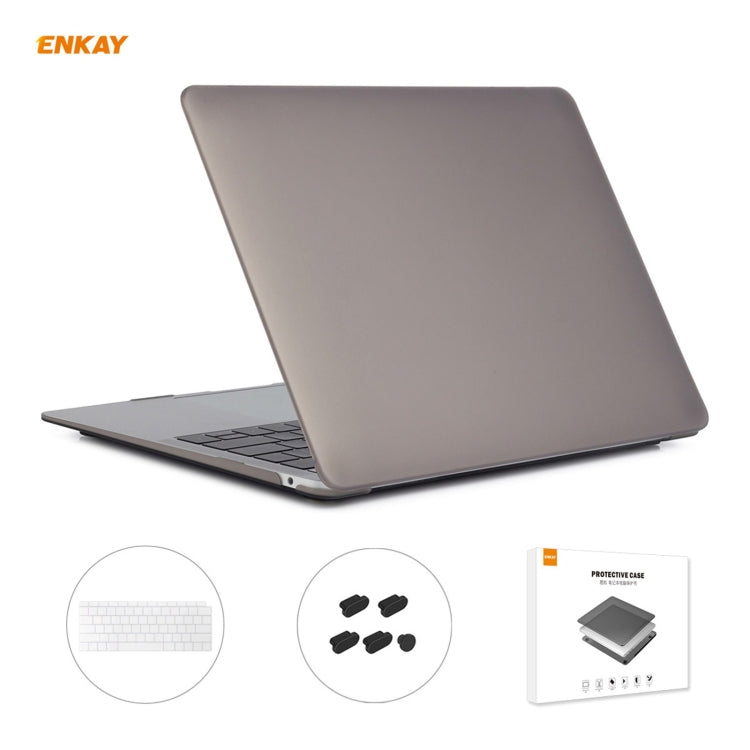 Housse de protection mate 3 en 1 ENKAY pour ordinateur portable, film de clavier en TPU version US et bouchons anti-poussière pour MacBook Air 13,3 pouces A1932 (2018), pour MacBook Air 13,3 pouces A1932 (2018)