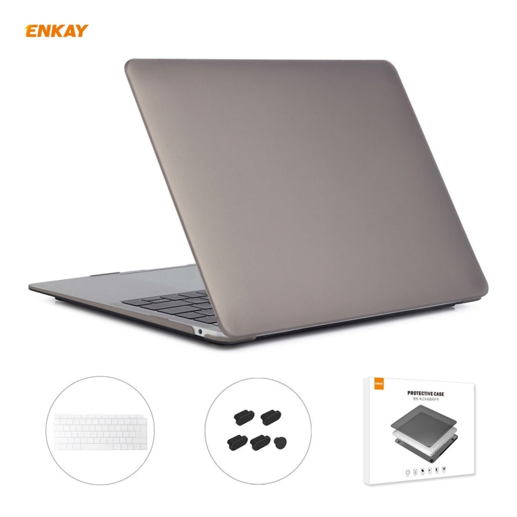 ENKAY 3 in 1 Matte Laptop Protective Case + EU Version TPU Keyboard Film + Anti-dust Plugs Set for MacBook Air 13.3 inch A1932 (2018), For MacBook Air 13.3 inch A1932 (2018)