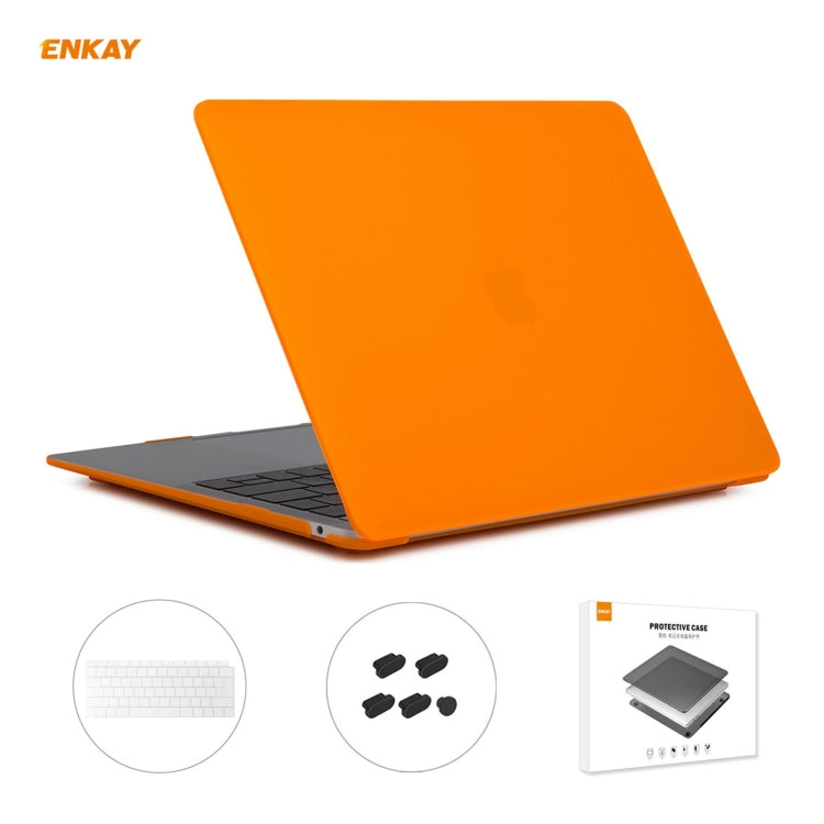 Housse de protection mate 3 en 1 ENKAY pour ordinateur portable, film de clavier en TPU version européenne et bouchons anti-poussière pour MacBook Air 13,3 pouces A1932 (2018), pour MacBook Air 13,3 pouces A1932 (2018)