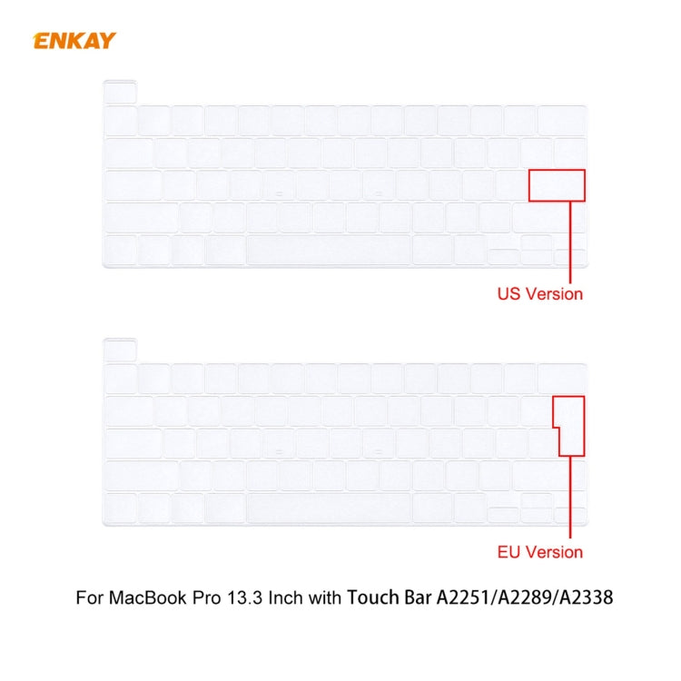 Housse de protection mate 3 en 1 ENKAY pour ordinateur portable, film de clavier en TPU version US et bouchons anti-poussière pour MacBook Pro 13,3 pouces A2251, A2289 et A2338 (avec Touch Bar), pour MacBook Pro 13,3 pouces A2251 (avec Touch Bar)