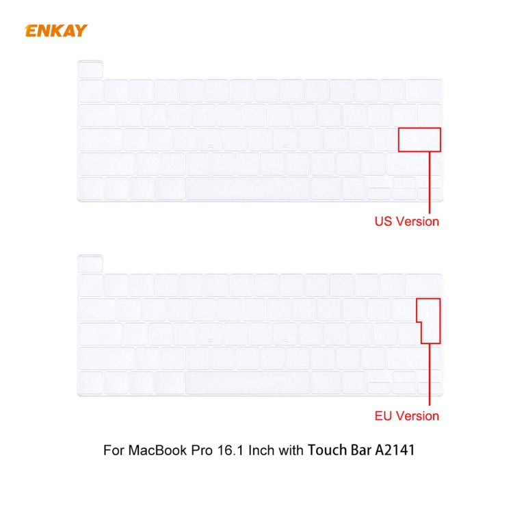 Housse de protection 3 en 1 pour ordinateur portable ENKAY, avec film de clavier en TPU (version européenne) et bouchons anti-poussière pour MacBook Pro 16 pouces A2141 (avec Touch Bar), pour MacBook Pro 16 pouces A2141 (avec Touch Bar)