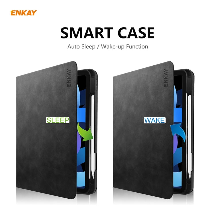 Étui intelligent ENKAY ENK-8024 en cuir PU texturé et TPU avec emplacement pour stylet pour iPad Air 10.9 (2020) / iPad Pro 11 (2018), iPad Air 2022 / 2020 10.9