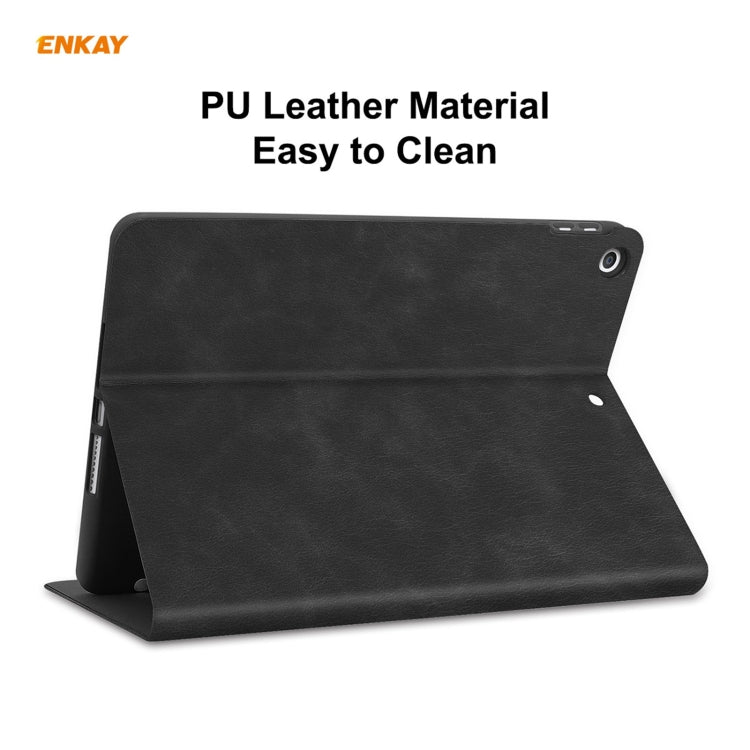 Étui intelligent ENKAY ENK-8023 en cuir PU texturé vachette + TPU avec emplacement pour stylet pour iPad 10.2 (2020/2019), pour iPad 10.2 2021/2020/2019