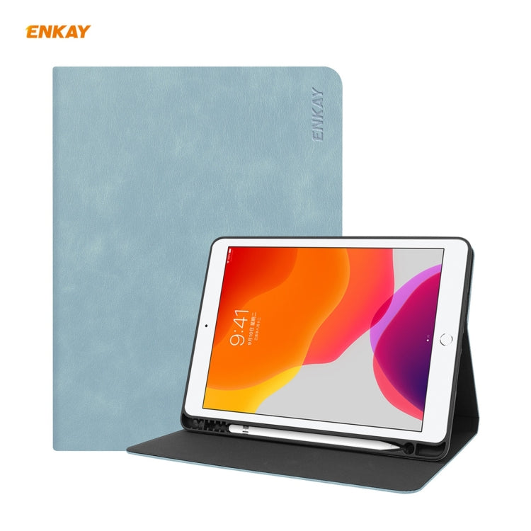 Étui intelligent ENKAY ENK-8023 en cuir PU texturé vachette + TPU avec emplacement pour stylet pour iPad 10.2 (2020/2019), pour iPad 10.2 2021/2020/2019