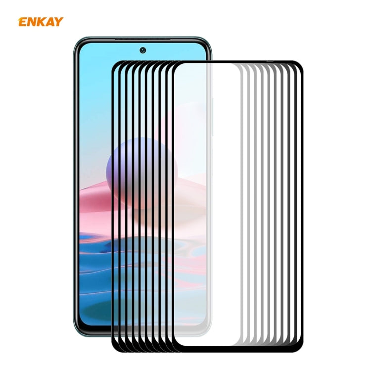 10 PCS ENKAY Hat-Prince Full Glue 0.26mm 9H 2.5D Tempered Glass Full Coverage Film