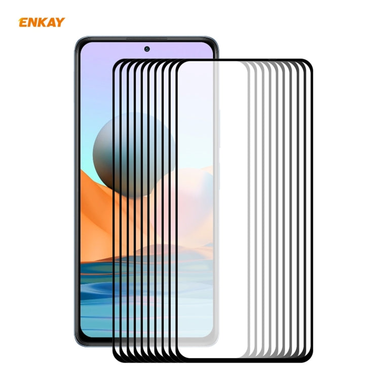 10 PCS ENKAY Hat-Prince Full Glue 0.26mm 9H 2.5D Tempered Glass Full Coverage Film
