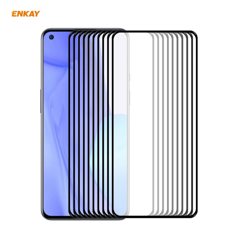 10 PCS ENKAY Hat-Prince Full Glue 0.26mm 9H 2.5D Tempered Glass Full Coverage Film
