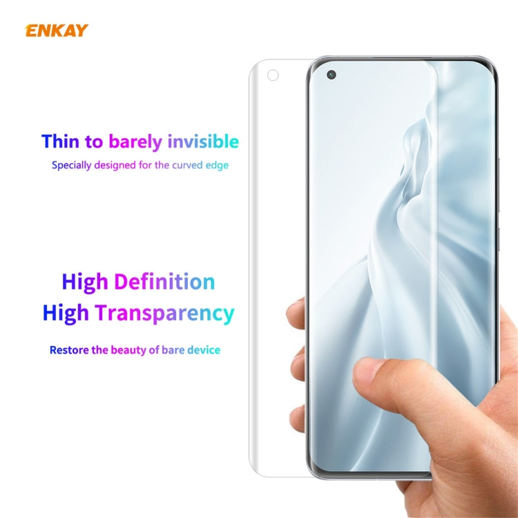 For Xiaomi Mi 11 Ultra Hat-Prince ENKAY Clear TPU Shockproof Case Soft Anti-slip Cover + 3D Full Screen PET Curved Hot Bending HD Screen Protector Soft Film Support Fingerprint Unlock, For Xiaomi Mi 11 Ultra