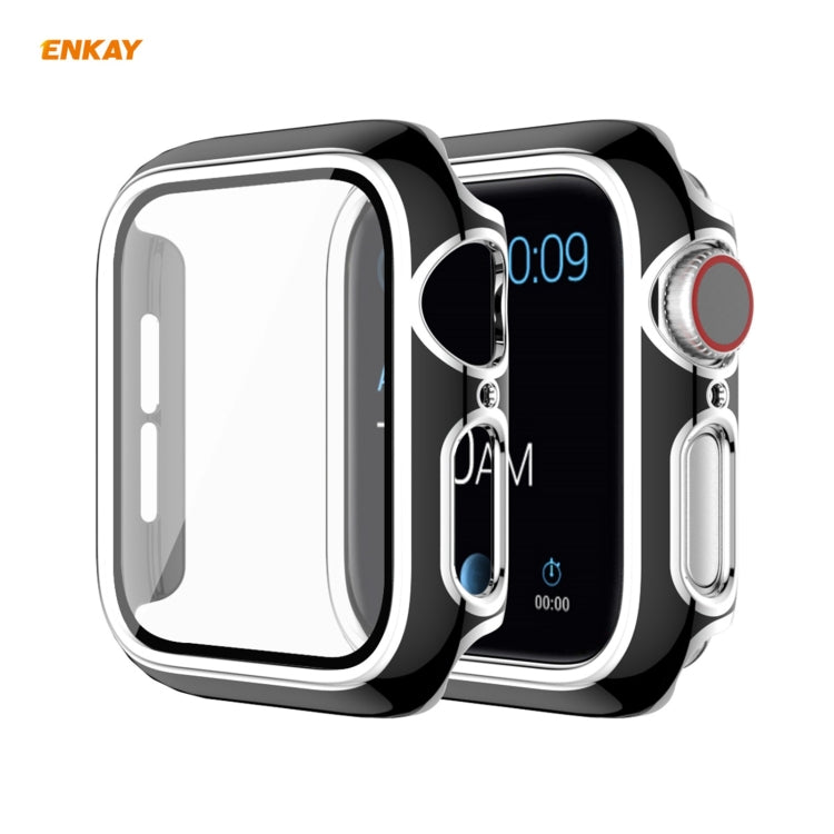 ENKAY Hat-Prince Full Coverage Electroplated PC Case + Tempered Glass Protector for Apple Watch Series 6 / 5 / 4 / SE 40mm, For Apple Watch Series 6 / 5 / 4 / SE 40mm