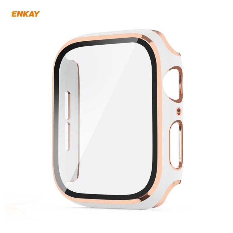 ENKAY Hat-Prince Full Coverage Electroplated PC Case + Tempered Glass Protector for Apple Watch Series 6 / 5 / 4 / SE 44mm, For Apple Watch Series 6 / 5 / 4 / SE 44mm