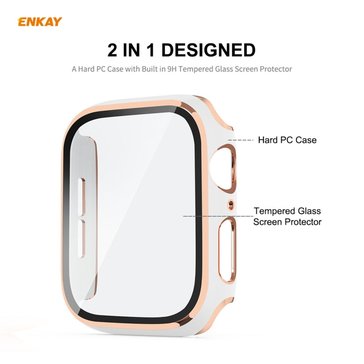 ENKAY Hat-Prince Full Coverage Electroplated PC Case + Tempered Glass Protector for Apple Watch Series 6 / 5 / 4 / SE 44mm, For Apple Watch Series 6 / 5 / 4 / SE 44mm