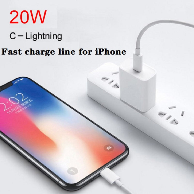 PD 20W Single USB-C / Type-C Port Travel Charger + 3A PD3.0 USB-C / Type-C to 8 Pin Fast Charge Data Cable Set, US Plug, 20W US Plug + PD Cable 1.5m, 20W US Plug + PD Cable 2m