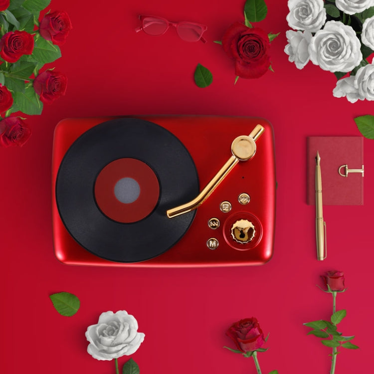 Retro Style Bluetooth Speaker, Built-in High-sensitivity FM Receiving Antenna, Long-Term Voyage, T12 (Red)