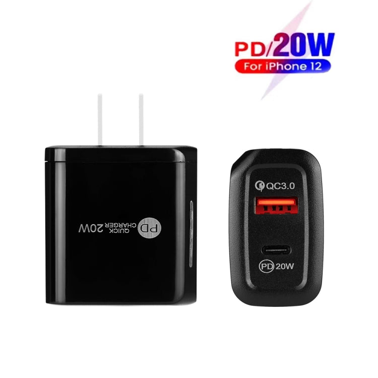 Chargeur rapide TE-PD01 PD 20 W + QC3.0 USB double port avec voyant lumineux, prise US, prise US